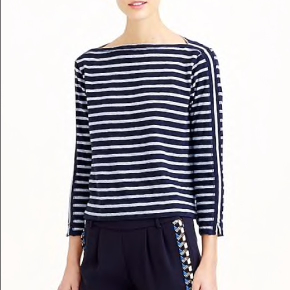 J.Crew Midweight Striped T red - Picture 4 of 4